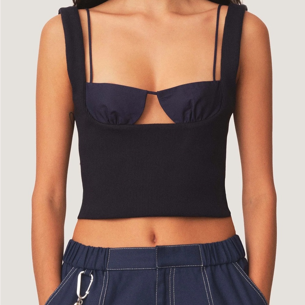 TAE PARK Exposed Bra Knit Top